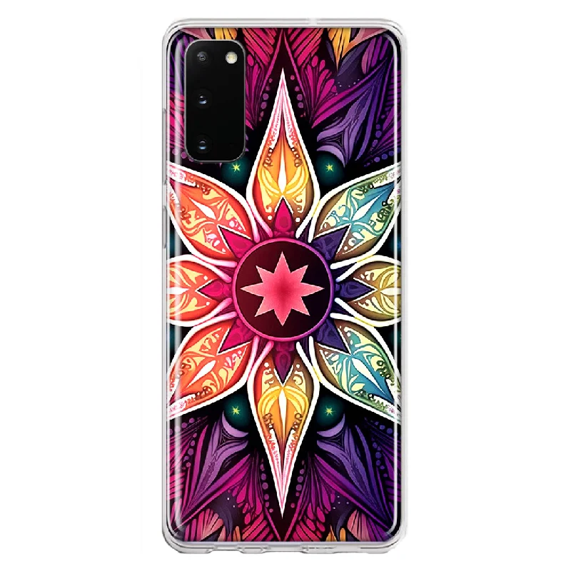 For Samsung Galaxy S20 Mandala Geometry Abstract Star Pattern Design Hybrid Protective Phone Case Cover