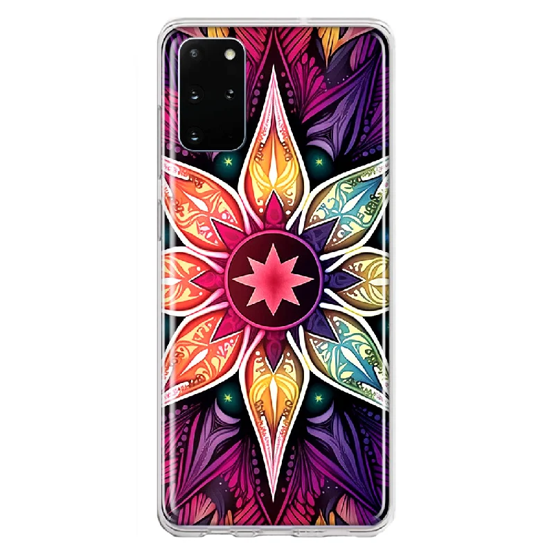 For Samsung Galaxy S20 Plus Mandala Geometry Abstract Star Pattern Design Hybrid Protective Phone Case Cover