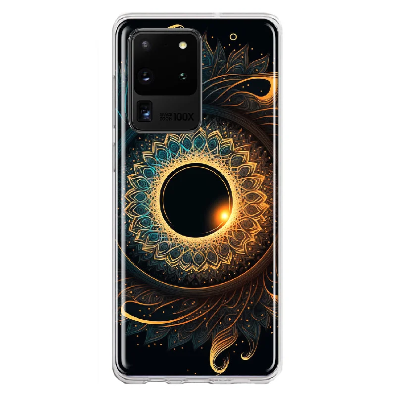 For Samsung Galaxy S20 Ultra Mandala Geometry Abstract Eclipse Pattern Design Hybrid Protective Phone Case Cover