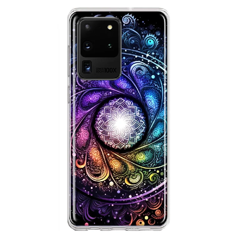 For Samsung Galaxy S20 Ultra Mandala Geometry Abstract Galaxy Pattern Design Hybrid Protective Phone Case Cover