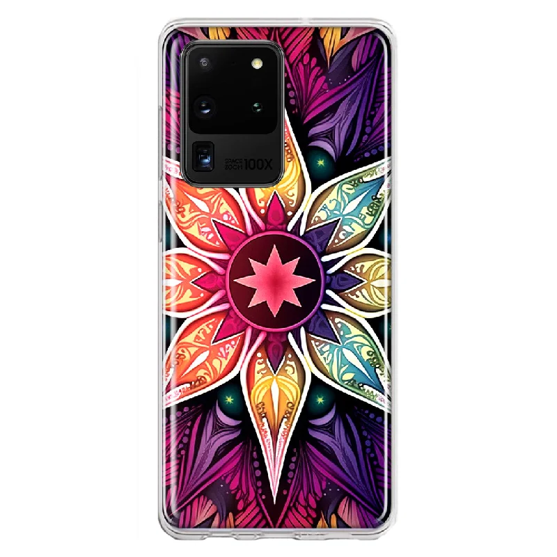 For Samsung Galaxy S20 Ultra Mandala Geometry Abstract Star Pattern Design Hybrid Protective Phone Case Cover