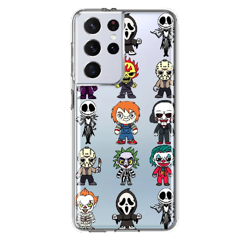 For Samsung Galaxy S21 Ultra Cute Classic Halloween Spooky Cartoon Characters Design Hybrid Protective Phone Case Cover