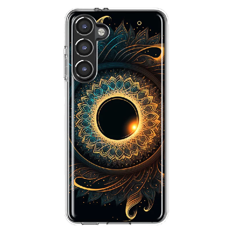 For Samsung Galaxy S23 Mandala Geometry Abstract Eclipse Pattern Design Hybrid Protective Phone Case Cover