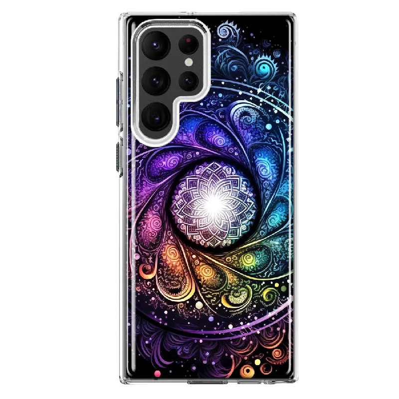 For Samsung Galaxy S23 Ultra Mandala Geometry Abstract Galaxy Pattern Design Hybrid Protective Phone Case Cover