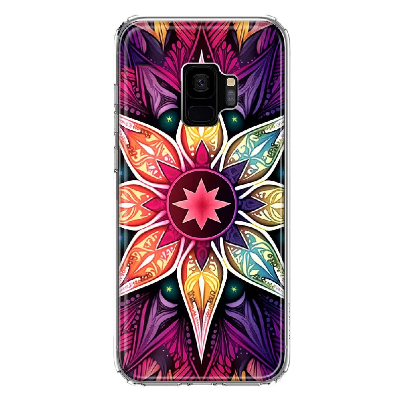 For Samsung Galaxy S9 Mandala Geometry Abstract Star Pattern Design Hybrid Protective Phone Case Cover