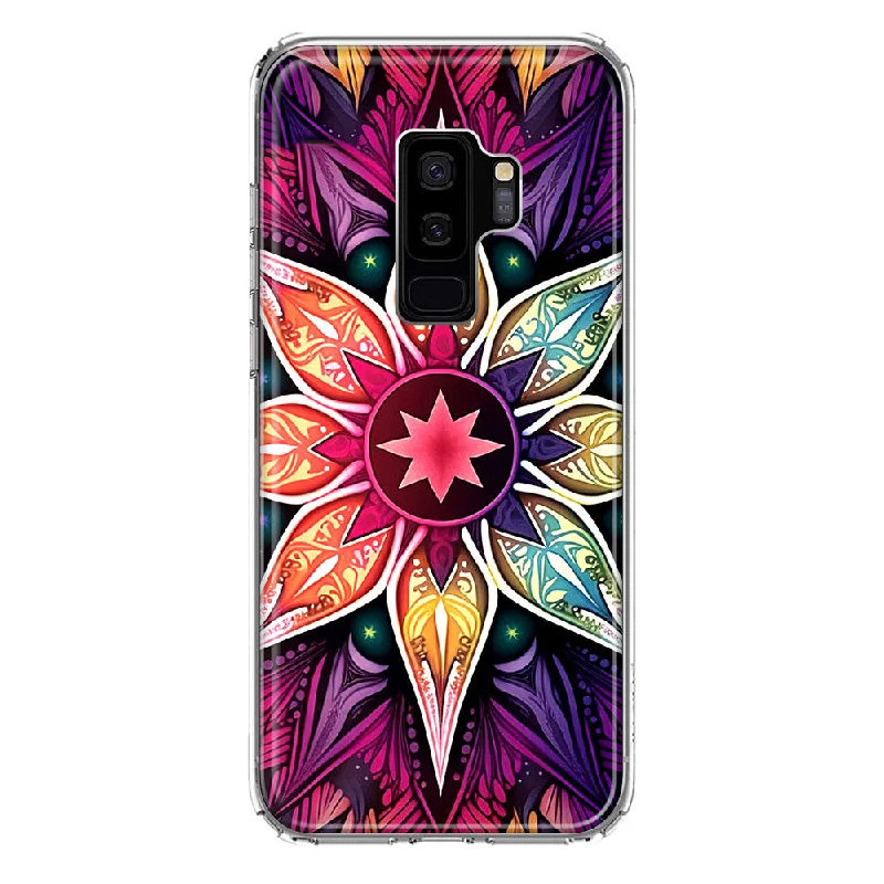 For Samsung Galaxy S9 Plus Mandala Geometry Abstract Star Pattern Design Hybrid Protective Phone Case Cover