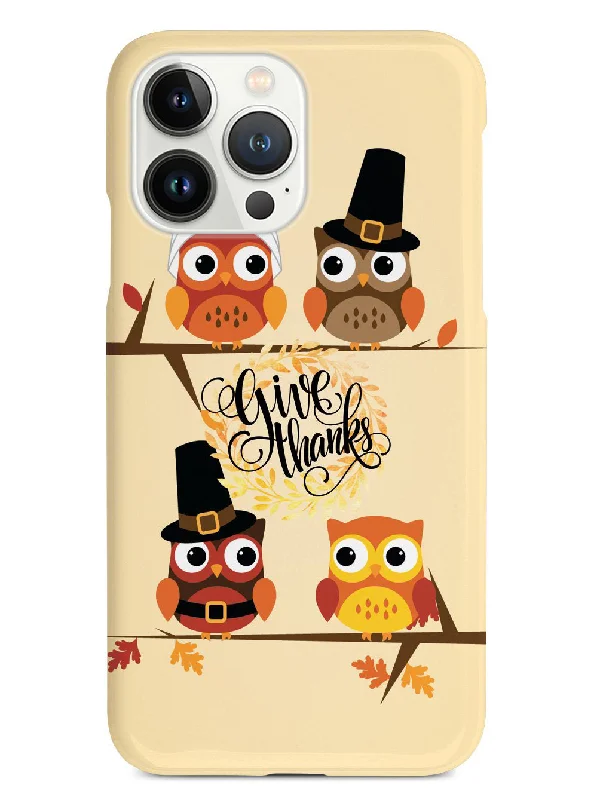 Give Thanks - Thanksgiving Owls - Black Case