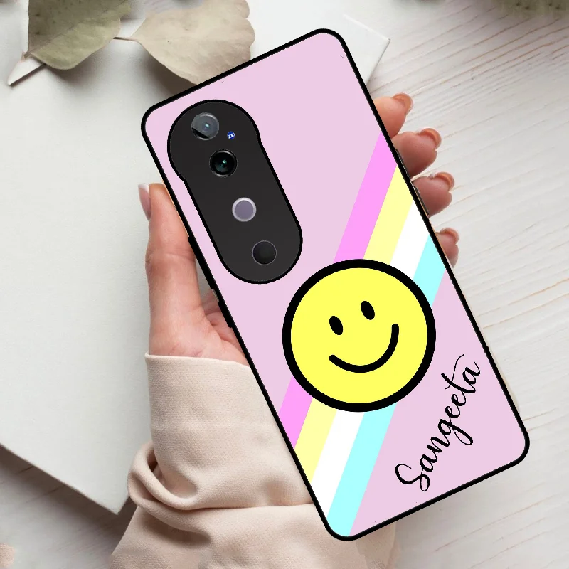 Smiley Glass Case Cover For Vivo