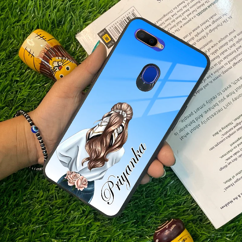 Styles Girl Customize Name Glass Case For Oppo