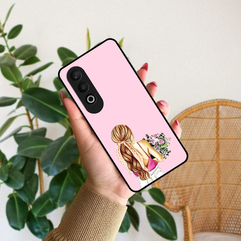 Styles Girl With Flower Glass Case For OnePlus