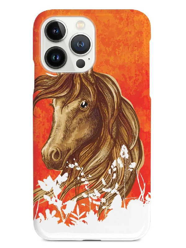 Watercolor Horse Illustration - Sunset Orange & Red Case