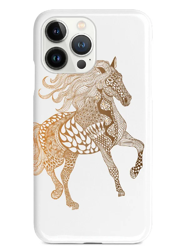 Zentangle Horse - Caramel Bronze - White Case