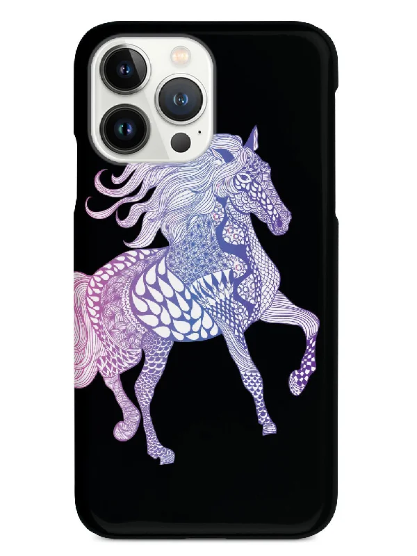 Zentangle Horse - Magenta Haze - Black Case