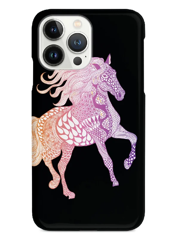 Zentangle Horse - Purple Sunset - Black Case